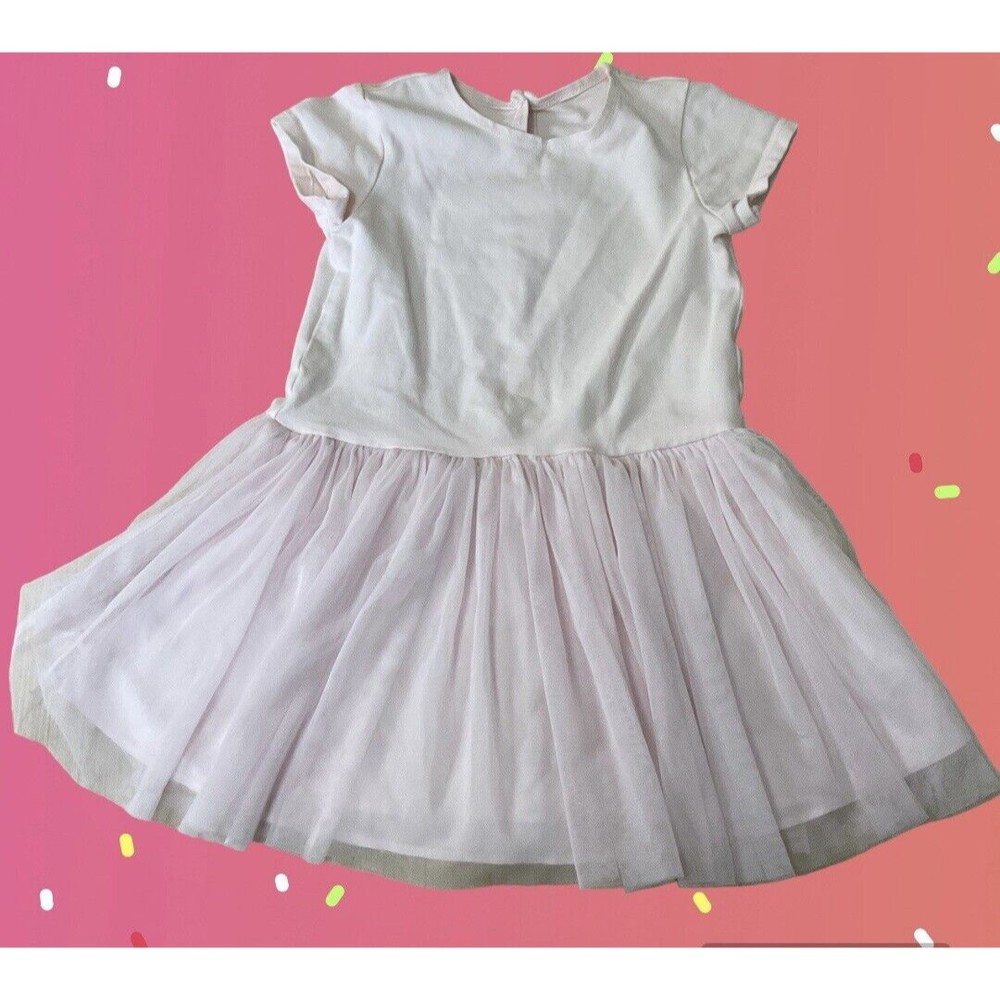 Girls Pippa And & Julie Dress Size 4 Pink Tutu Lined Dress Cap Sleeves